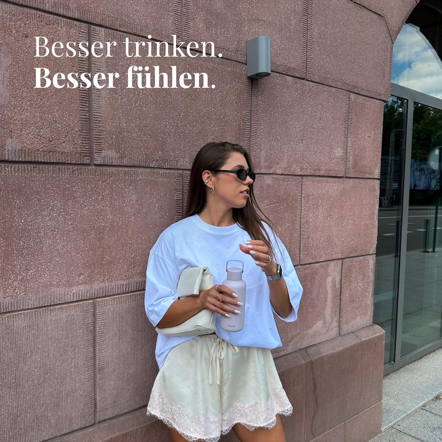 EQUA Timeless Stainless Steel Reusable Water Bottle, 600ml, Leakproof, BPA Free, Matcha