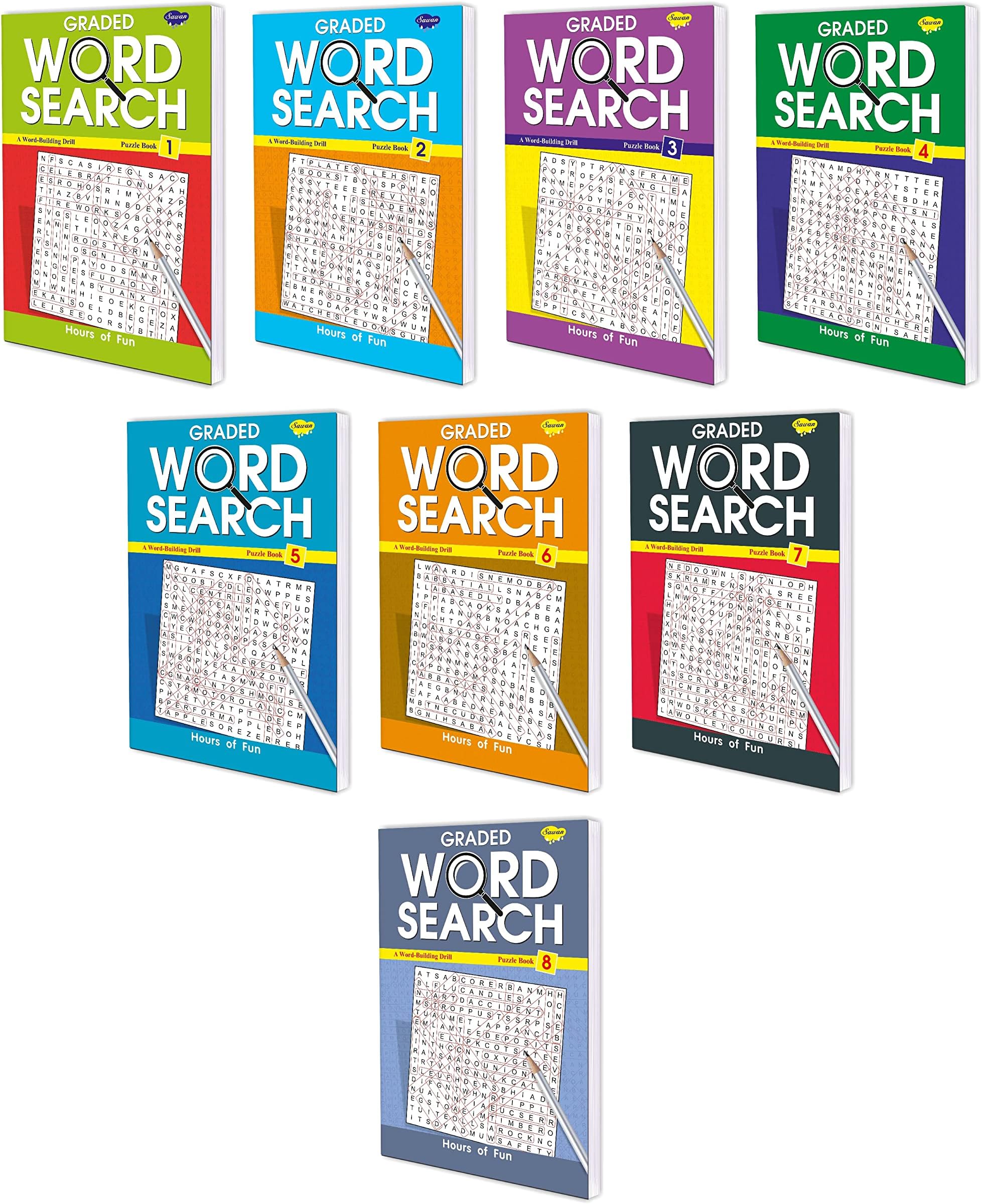 Set of 8 Graded Word Search (Graded Word Search-1, 2, 3, 4, 5, 6, 7, 8) [Perfect Paperback] Sawan