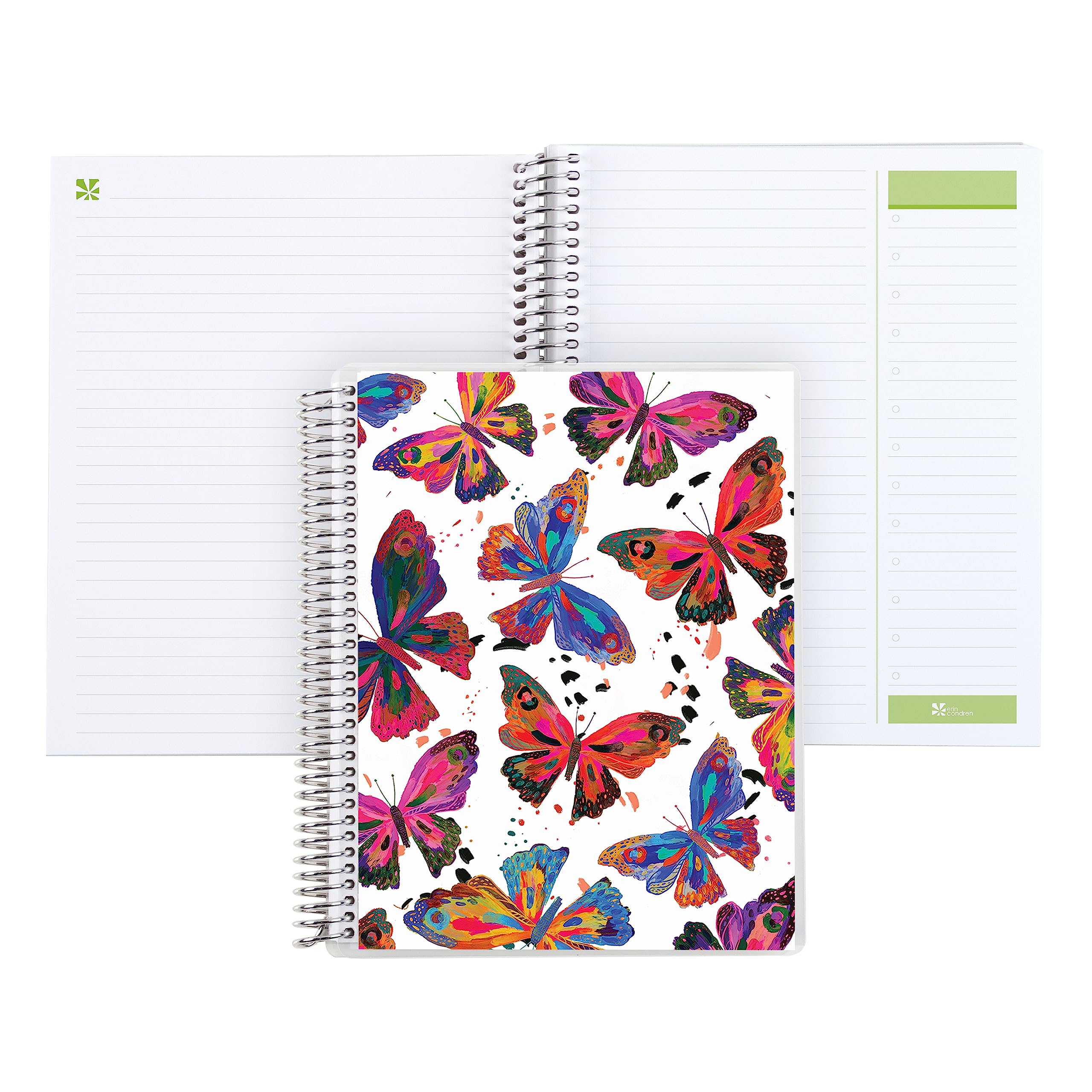 Erin Condren 8.5" x 11" Productivity Platinum Spiral Notebook - EttaVee Butterflies. 160 Pages for Note Taking & Writing Notebook. 80 Lb. Thick Mohawk Paper. Stickers Included Unknown Binding