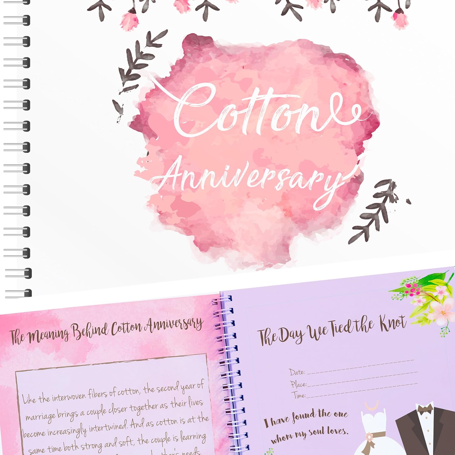 Unique 2nd Wedding Anniversary Memory Book with Stickers