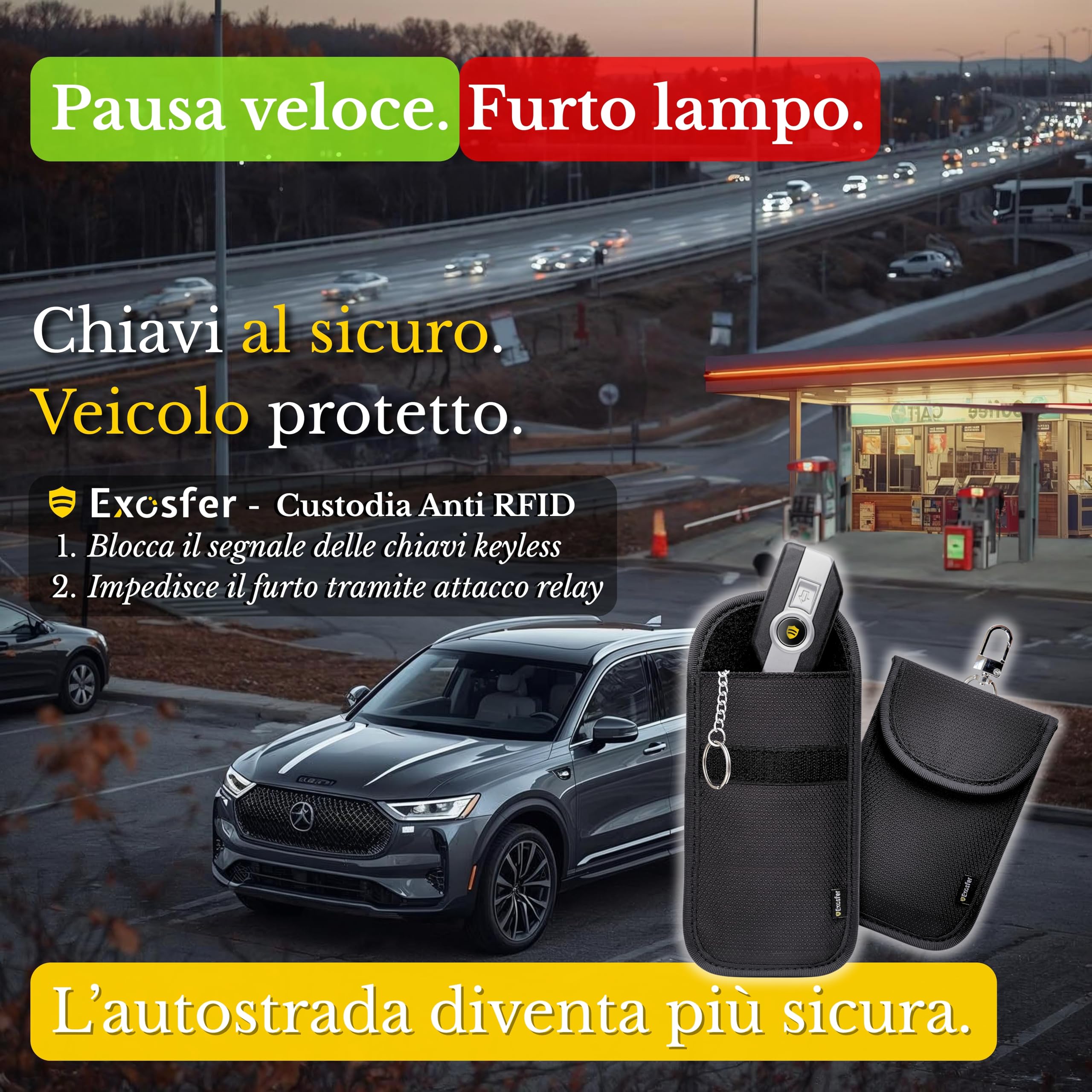 Custodia Schermata Chiave Keyless Ripstop Medium Gabbia Faraday Antifurto Auto Blocco Segnale RFID