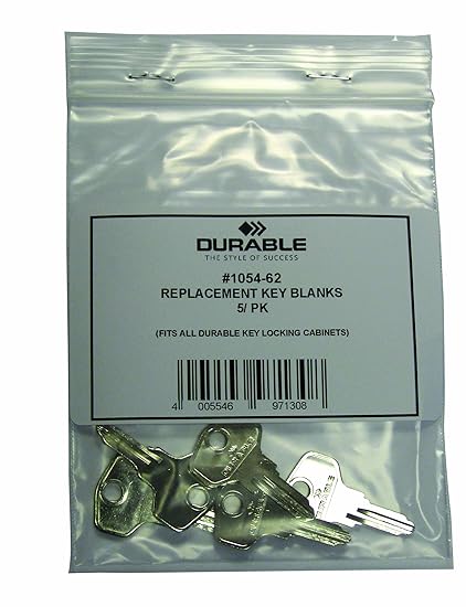 DURABLE Key Blanks for Key Cabinets, Silver, 5-Pack (105462)