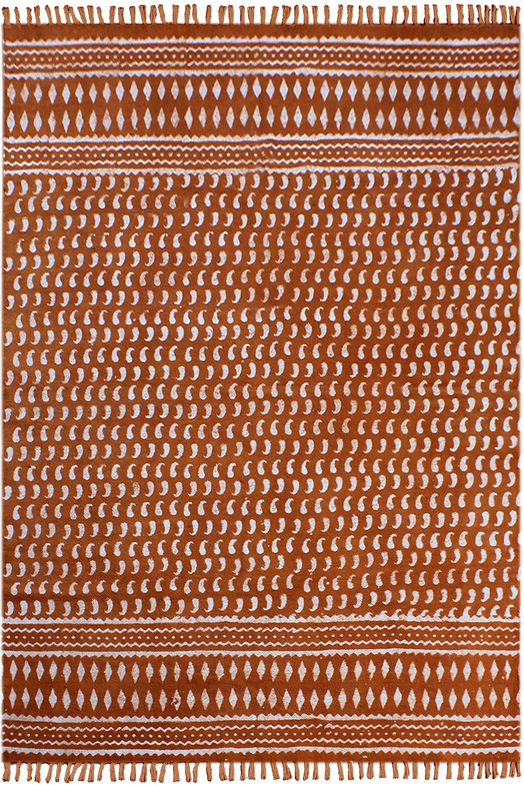 Tapis bohème 150x210 cm en coton imprimé main lavable pour salon