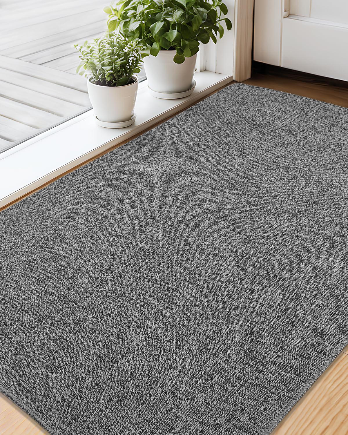 Color&Geometry Felpudo Entrada Casa 60x90 cm, Alfombras Interiores para Entrada, Antideslizantes, Lavables, absorbentes, de Perfil Bajo, Felpudo Interior, Alfombra de Entrada, Felpudo Interior, Gris