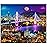1000 Piece Puzzle for Adults - Vibrant Night Cityscape with Moonlit Bridge, Gift-Ready Box, Letters on Back, 8 Jigsaw Puzzle Saver Sheets & Full-Size Poster by GERJATO - Ideal Gift for Loved Ones