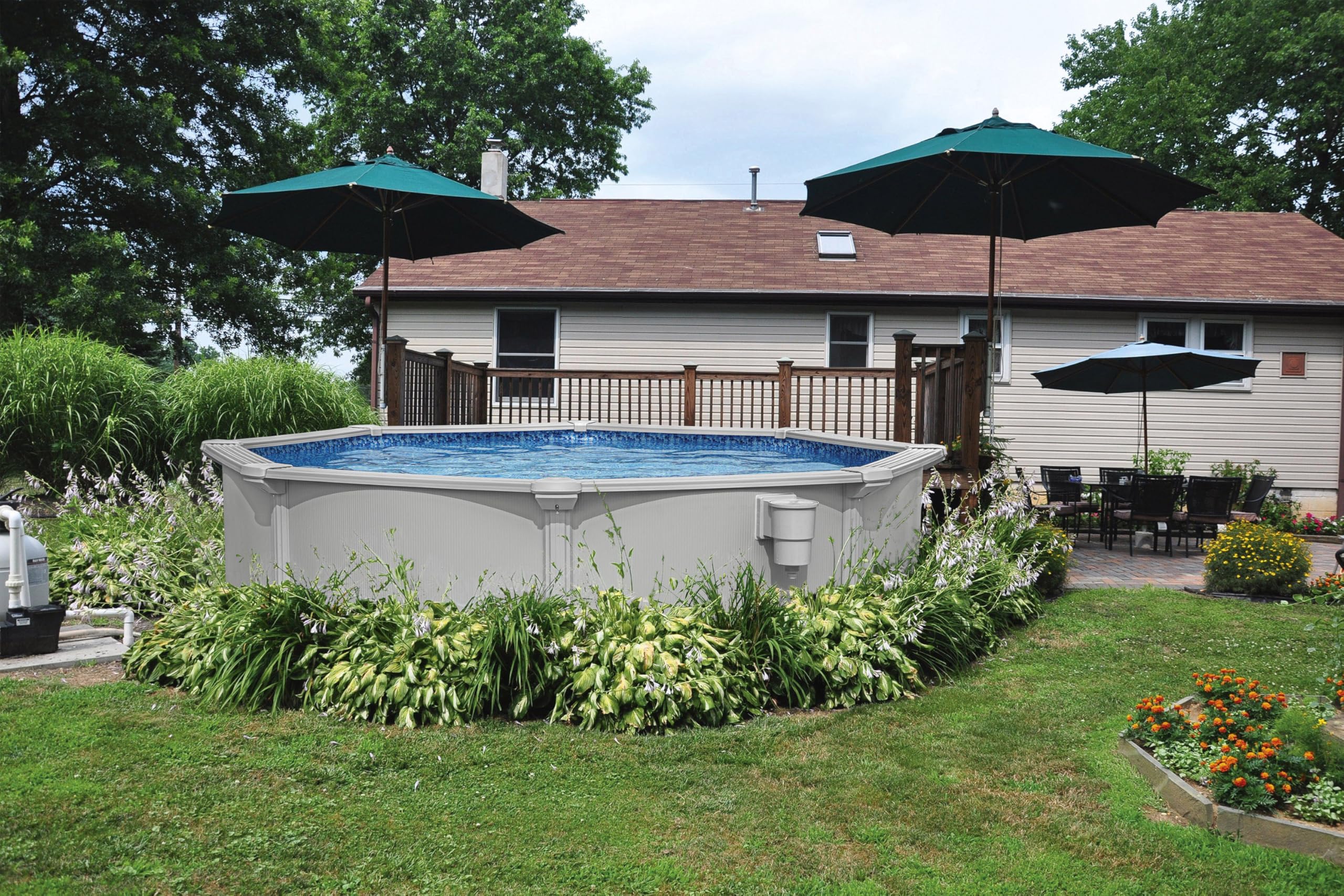 Bestway Hydrium Stahlwandpool Komplett-Set rund 305 x 122 cm Granitgrau Gartenpool Aufstellpool mit Sandfilteranlage