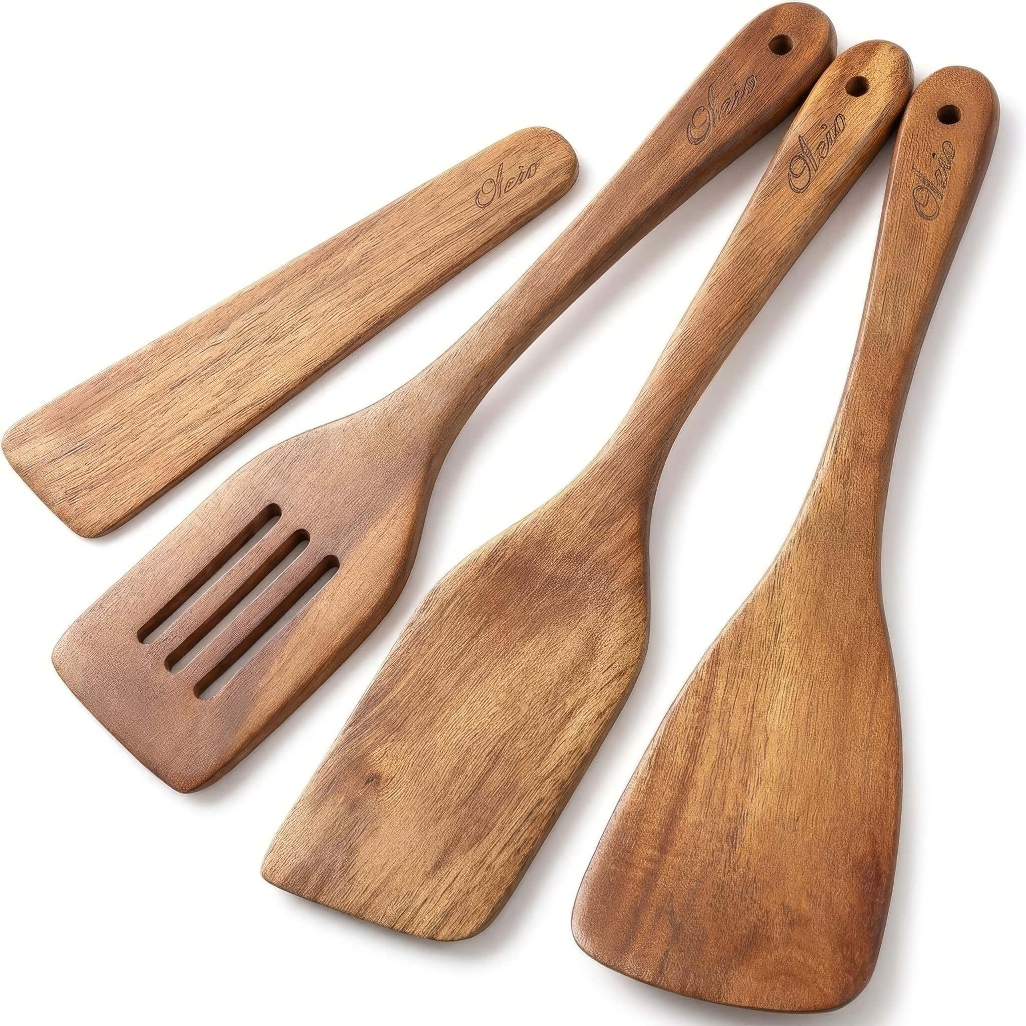 OLEIO Kochbesteck Kochbesteck aus Akazienholz – 4-teiliges Set