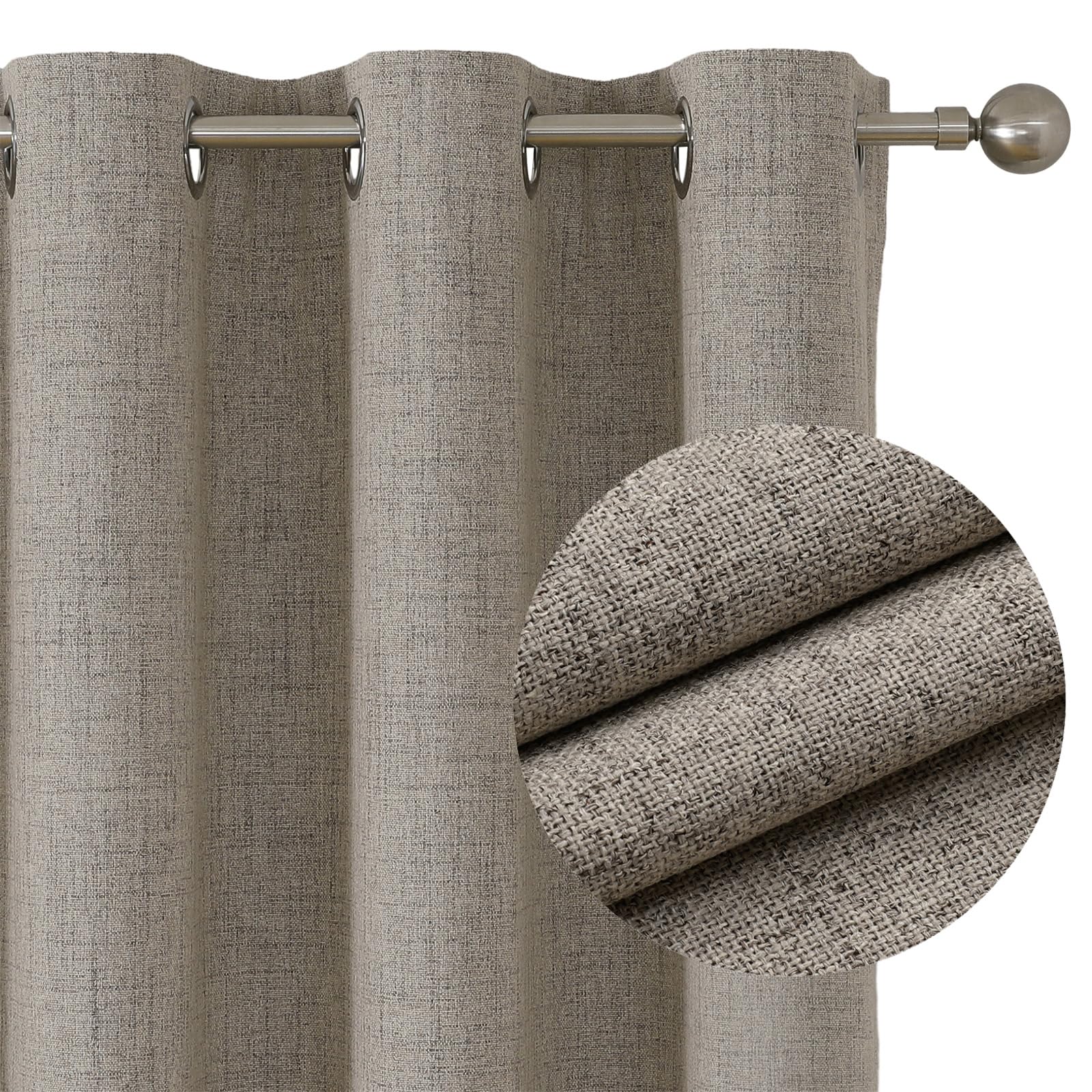 Joydeco 100% Blackout Lined Curtains Bedroom 96 Inch Drop