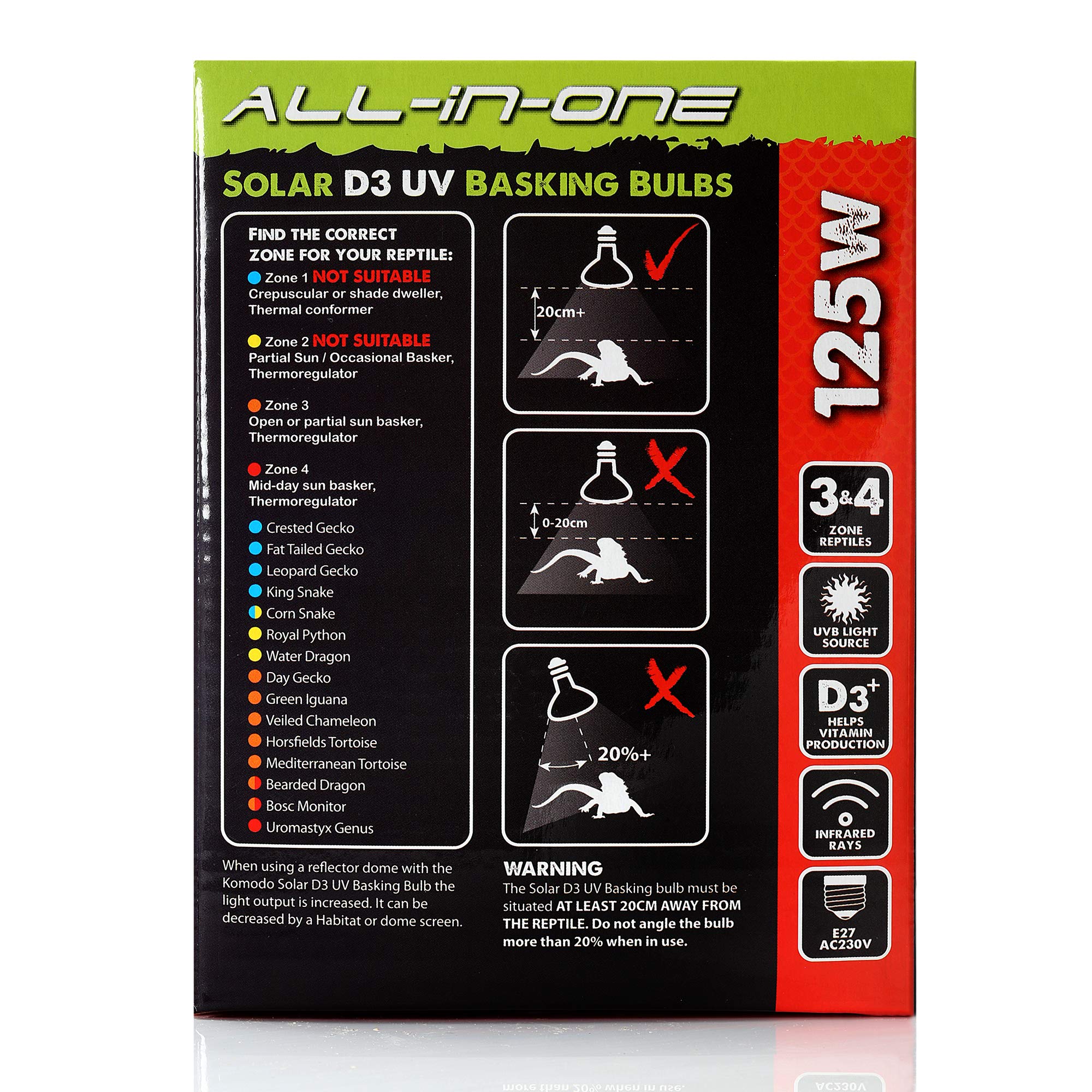 Komodo solar d3 uv basking lamp 125 WATT