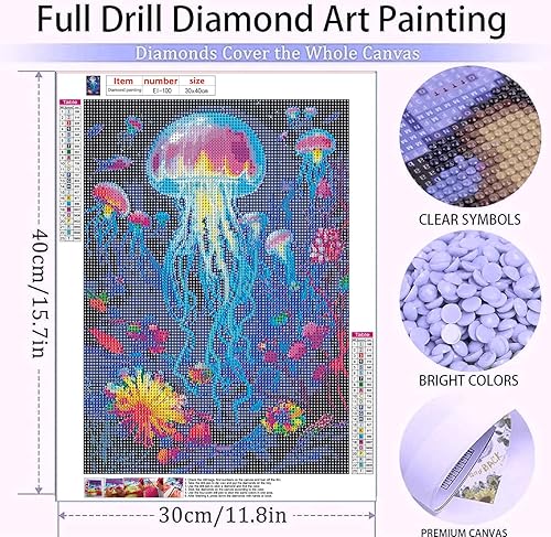 Miniatura 4 de EIBEILI Kits de pintura de diamantes para adultos, medusas brillantes, kits de arte de diamantes 5D para niños principiantes, kits de manualidades
