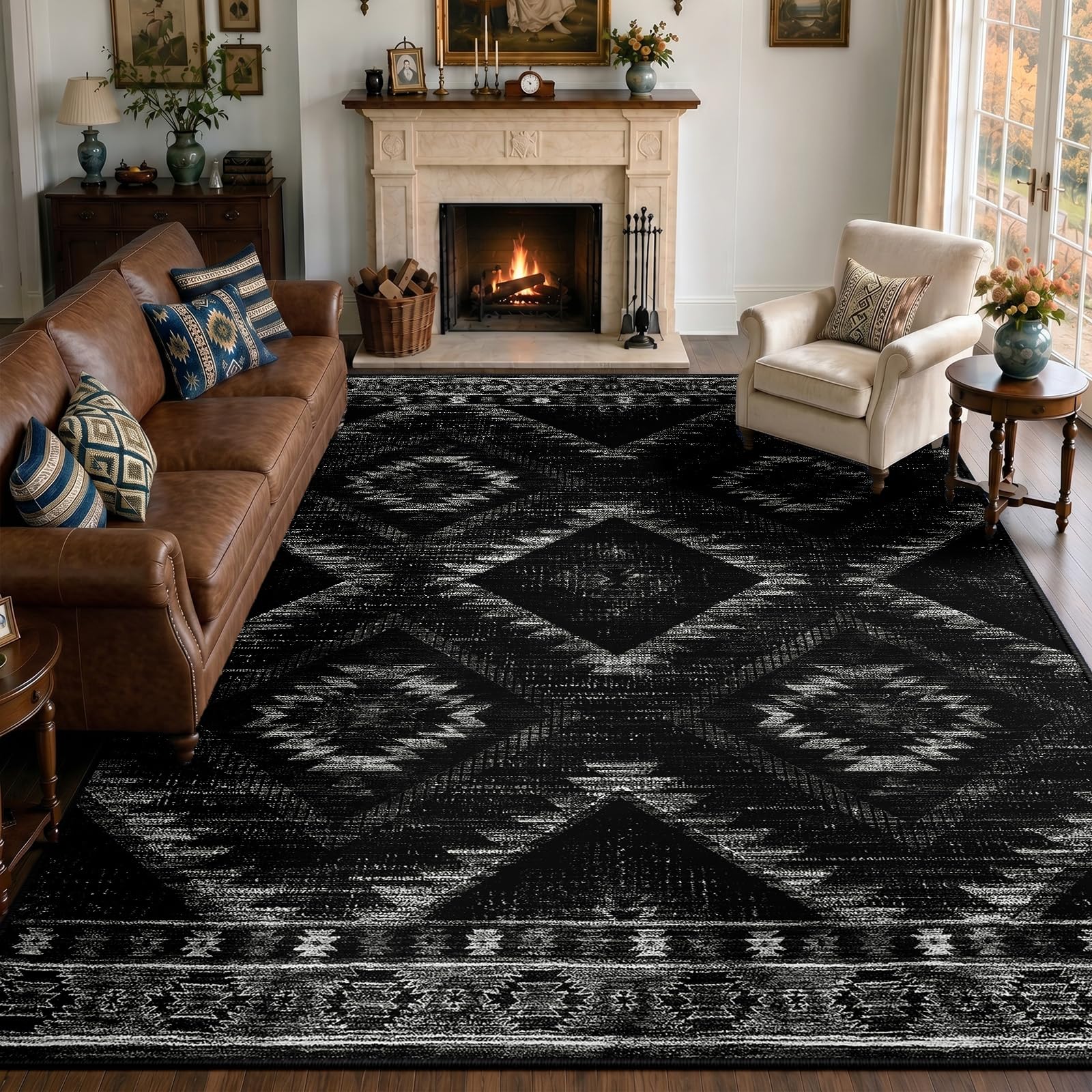 Tapis de salon lavable et antidérapant pour créer un coin bureau moderne