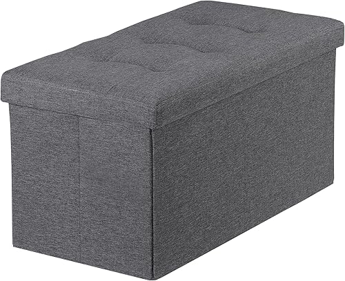 Miniatura 33 de ZENY Banco otomano plegable de almacenamiento de 43.3 pulgadas, reposapiés con asiento acolchado de espuma, ideal para dormitorio, entrada y sala de