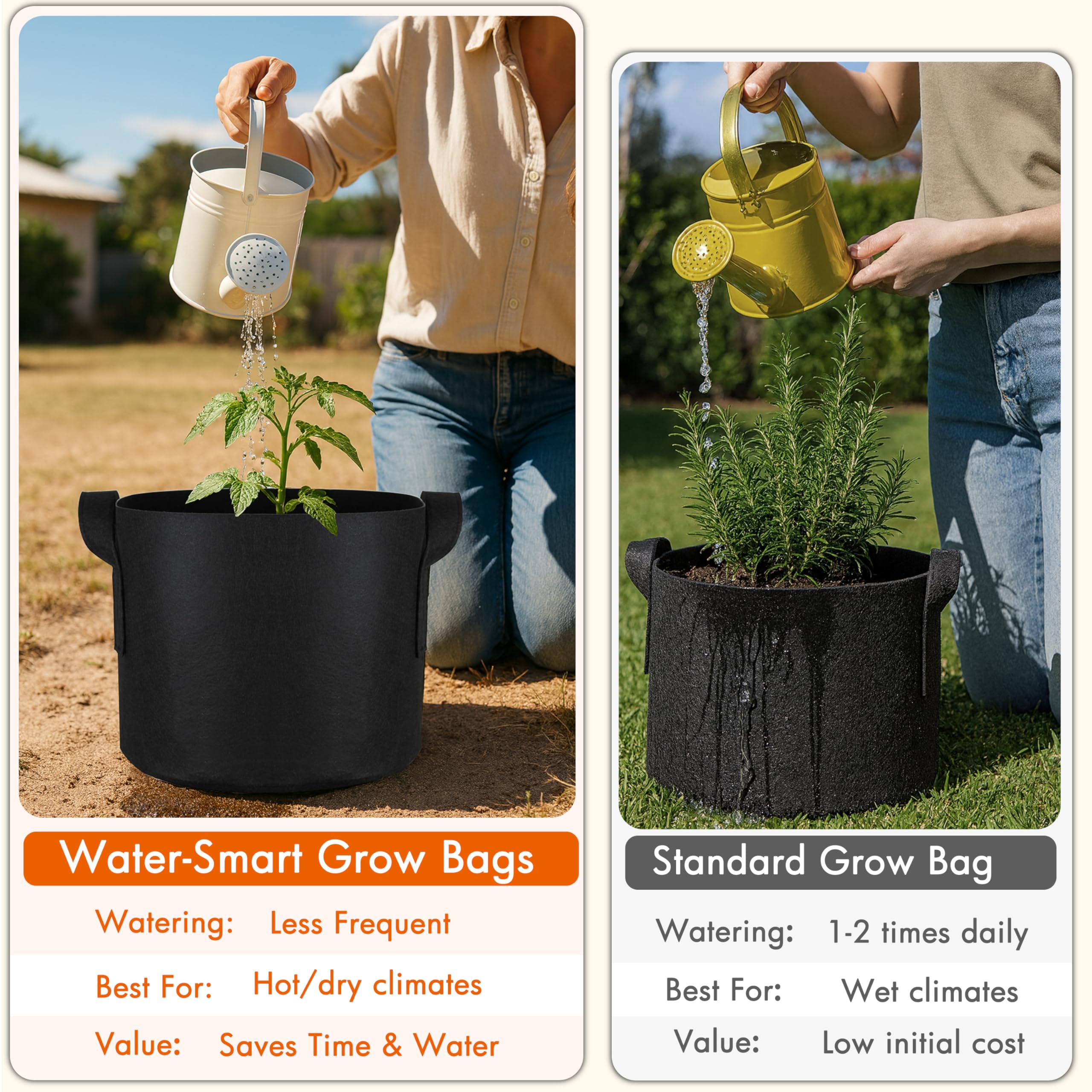 Gardzen Lot de 6 Sacs de Culture de 20 gallons, Pots en Tissu aéré épais de 500 g avec poignées, Pots en Tissu Lourd pour Plantes