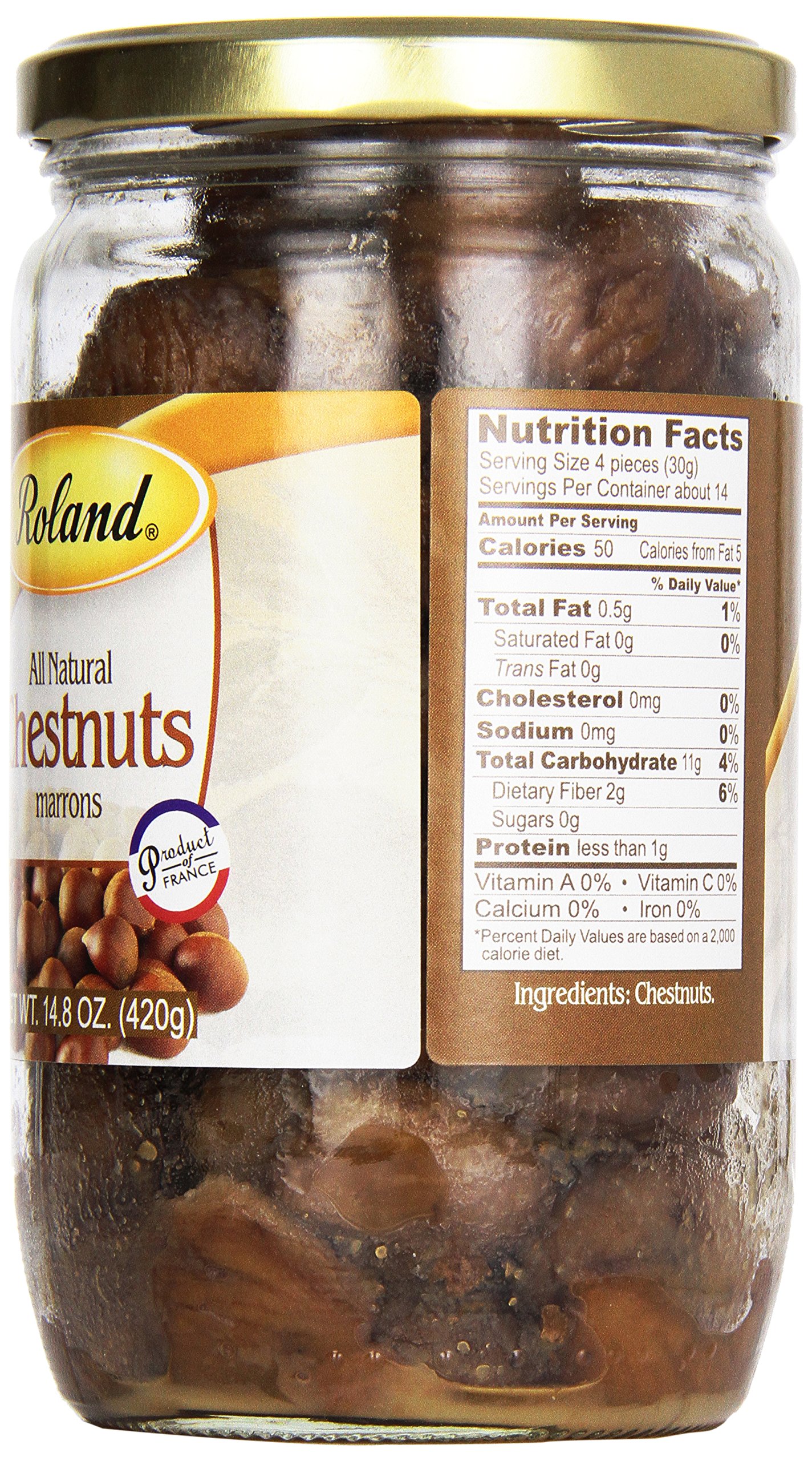Roland Foods Roasted Chestnuts, 14.8 Ounce Jar, Pack of 1