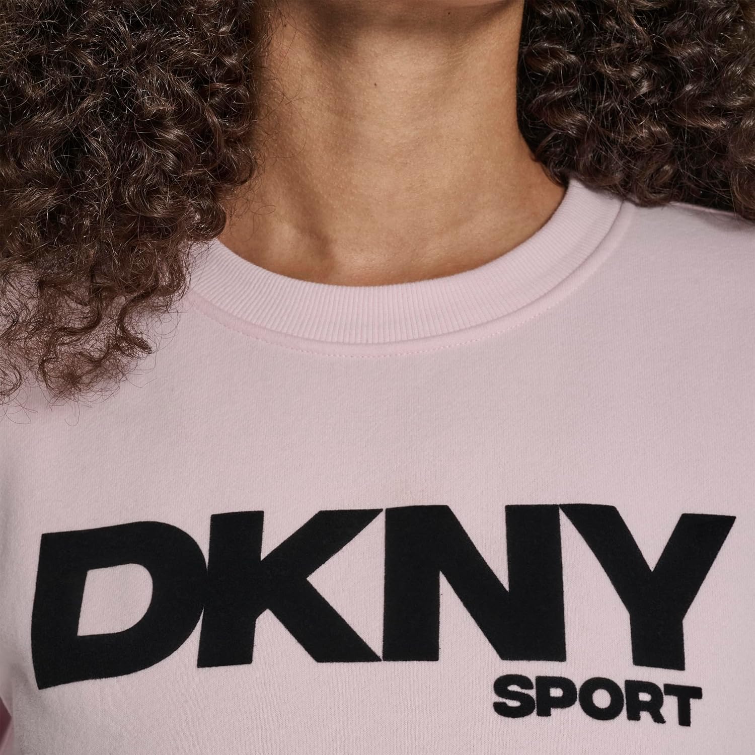 DKNY womens Long Sleeve Crew Neck Flocked Logo Pullover Sweatshirt - Image 5