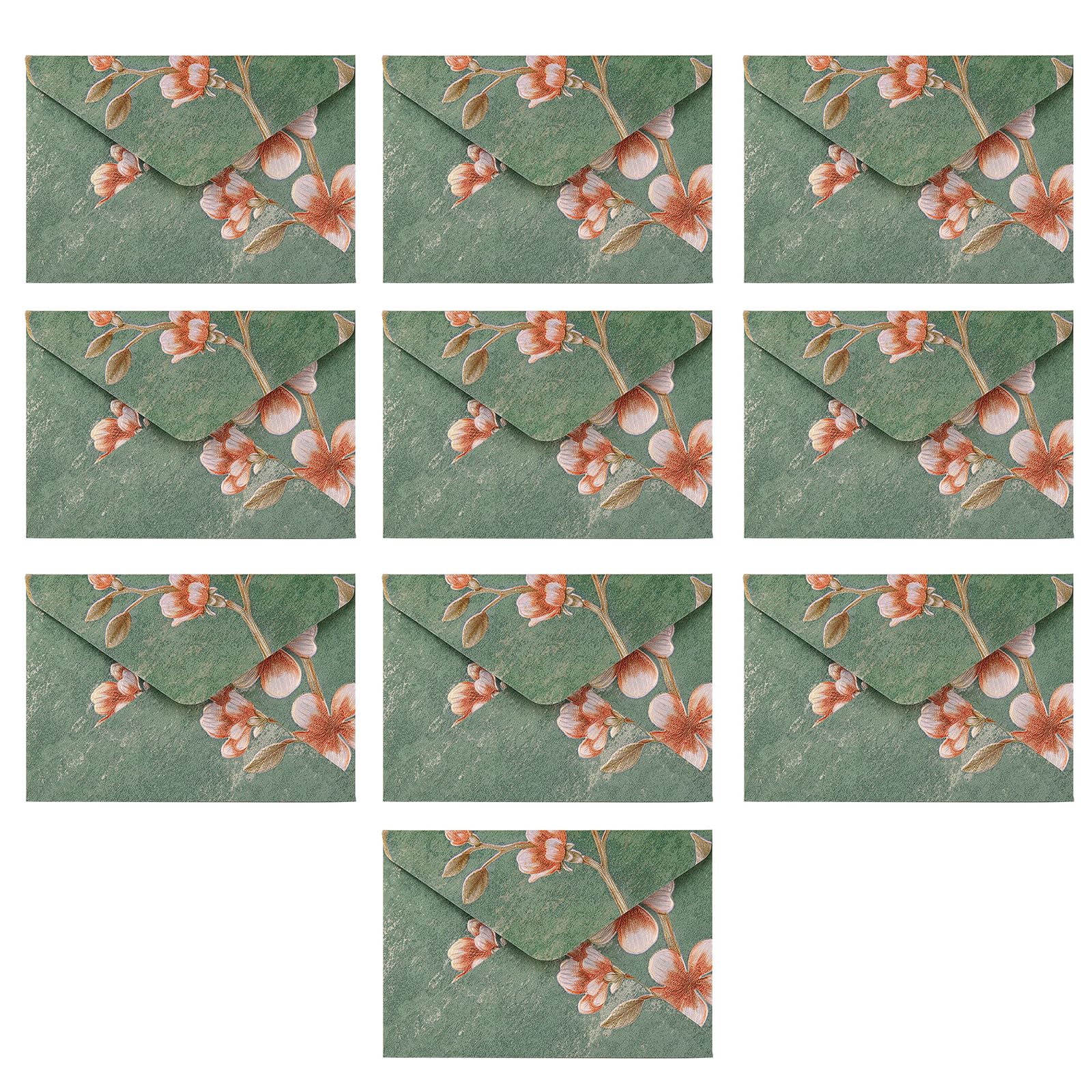 10 buste per biglietti di auguri fatti a mano, motivo floreale, 15 x 10 cm