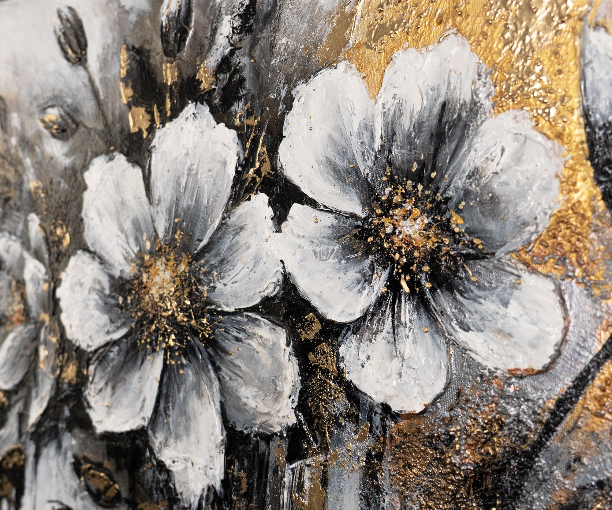 YS-Arte Pintura acrílica flores sobre lienzo serie original pintado a mano el mural sala de estar oficina moderna decoración del hogar galería imagen obra de arte imágenes con oro 115 x 50 cm
