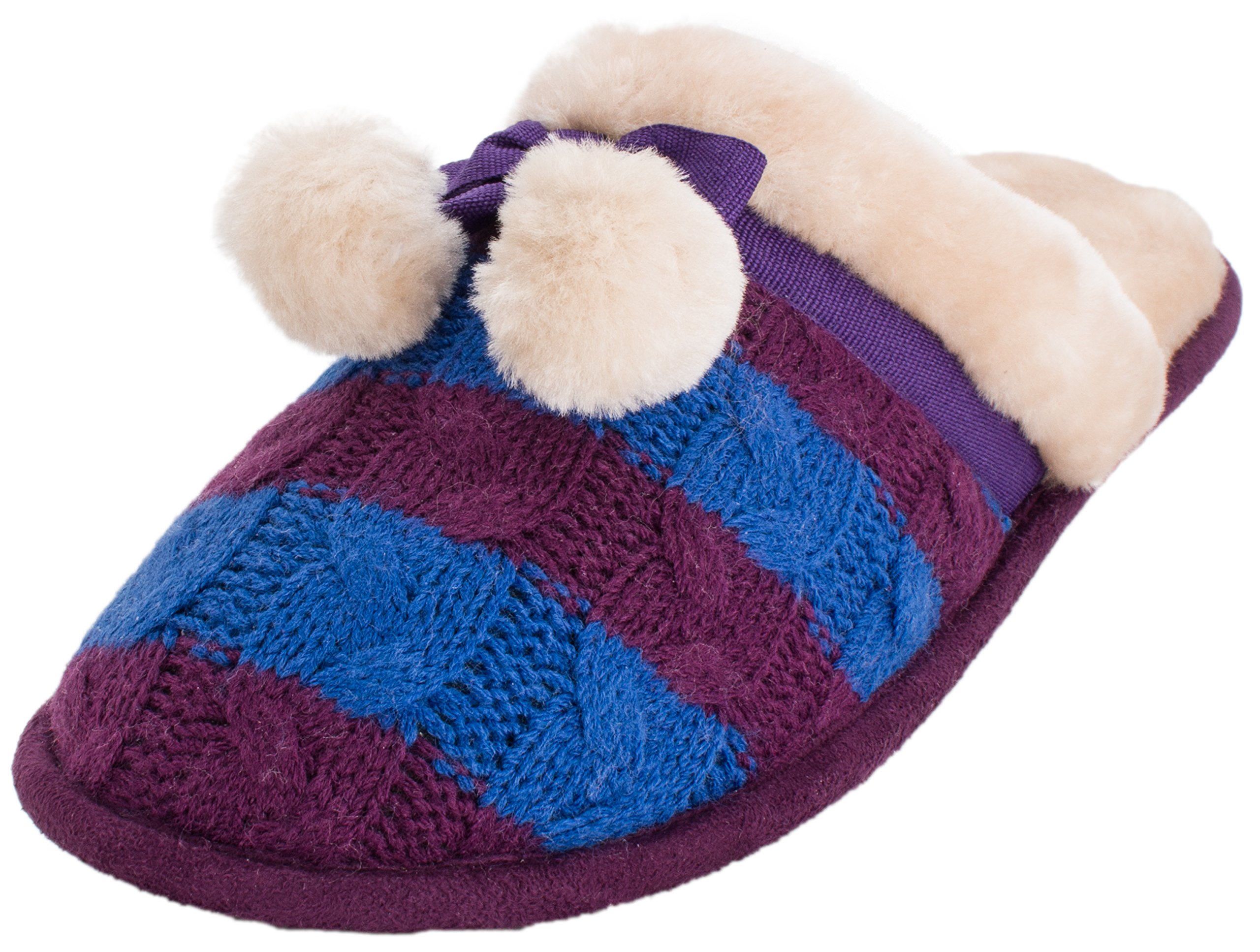 totesIsotoner Women's Stripe Sweater Knit Keely Clog Deep Purple (Small / 6.5-7)