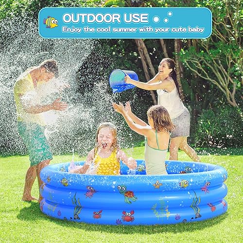 Miniatura 6 de Piscina inflable redonda y portátil para bebés y niños para chapotear de uso en interiores y exteriores para usar como centro de juegos para niños y
