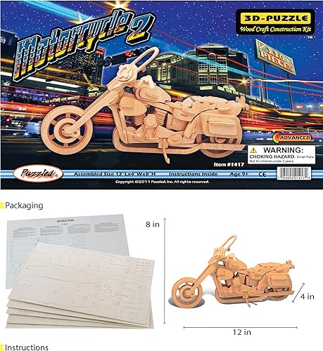 Miniatura 2 de Rompecabezas 3D Rompecabezas de la motocicleta de madera de la artesanía modelo de construcción divertido y educativo DIY juguete de madera