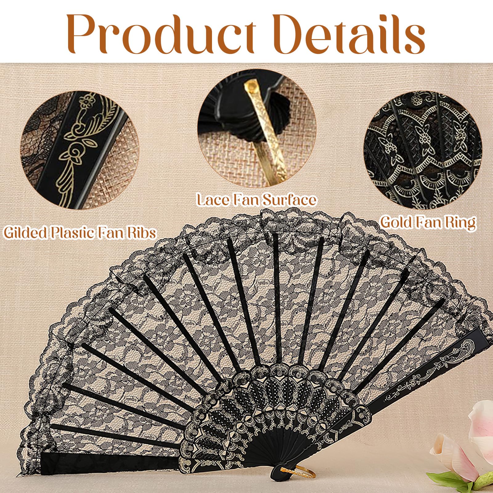 Elegant Chinese Hand Fan - Vintage Style for Weddings -3