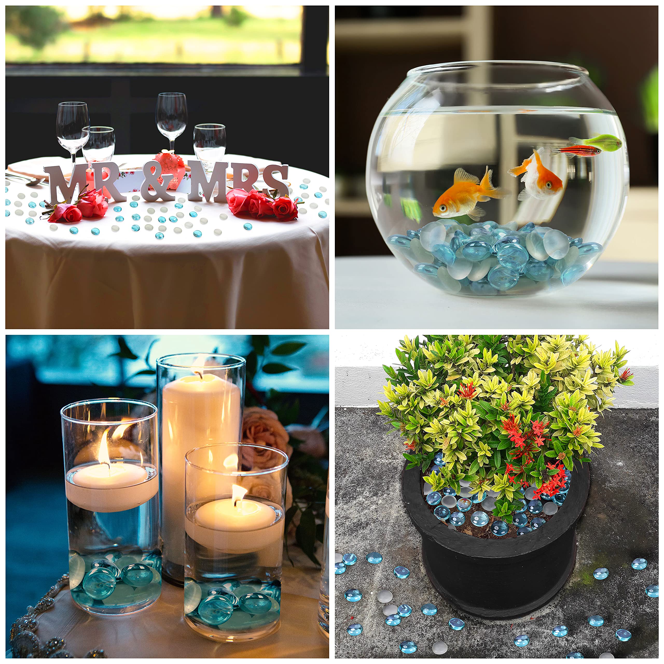 Belle Vous Bille en Verre (95-105 Pièces / 500 g) - Bille Plate en Verre 20 mm - Pierres Précieuses Décoratives pour Mariage/Fête, Décoration de Table, Bille Deco Vase et Décor d’Aquarium
