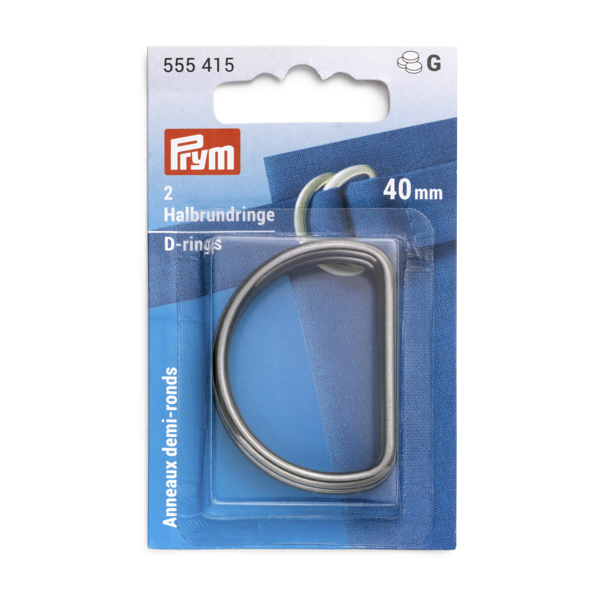 Prym PRYM_555415-1 Semi-Circular Rings, Zinc Alloy, Gunmetal, 40 mm