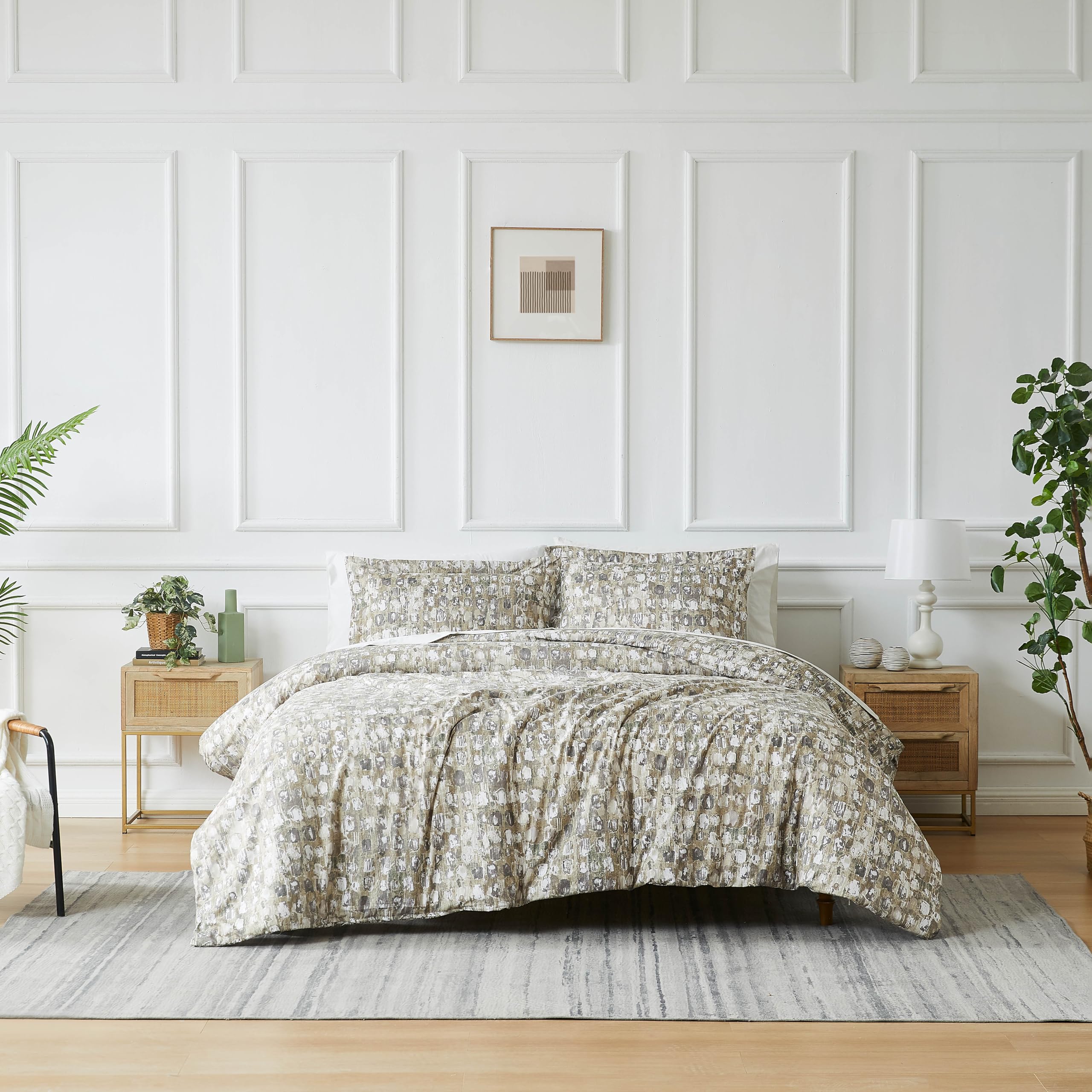 Southshore Fine Living, Inc. Oversized California King/King Duvet Cover Set – Hotel Quality, Easy Care, Fade-Resistant Bedding – Includes 1 Duvet Cover and 2 Pillow Shams, Rhythm TaupeOEKO-TEX STANDARD 100