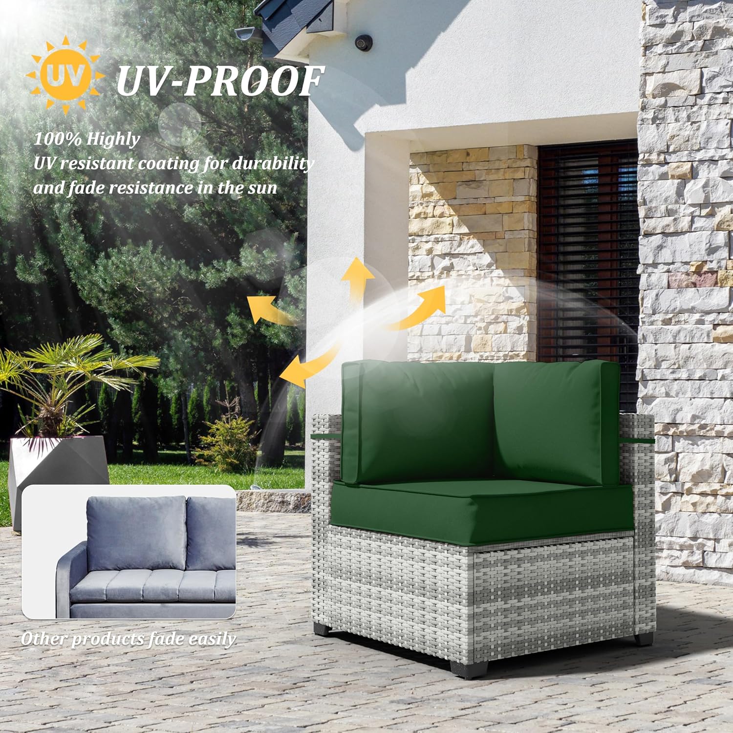 14 Pcs Outdoor Cushion Covers Patio Cushion Slipcovers Replacement Splash Proof with Zipper for Outdoor Furniture, Patio Sofa Couch 3 Sizes, Covers Only