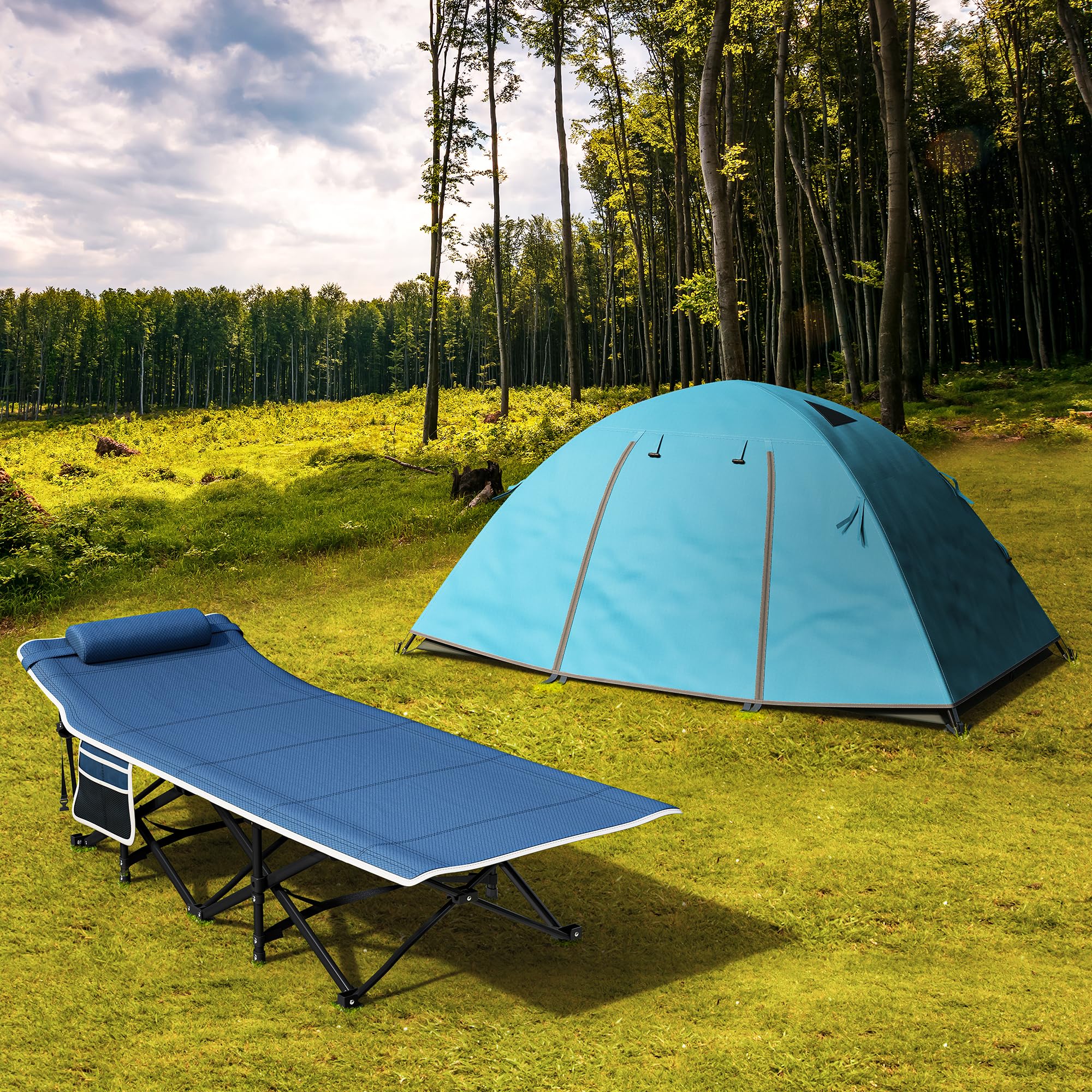 YITAHOME Feldbett Klappbar Campingbett 260 kg Traglast Blau
