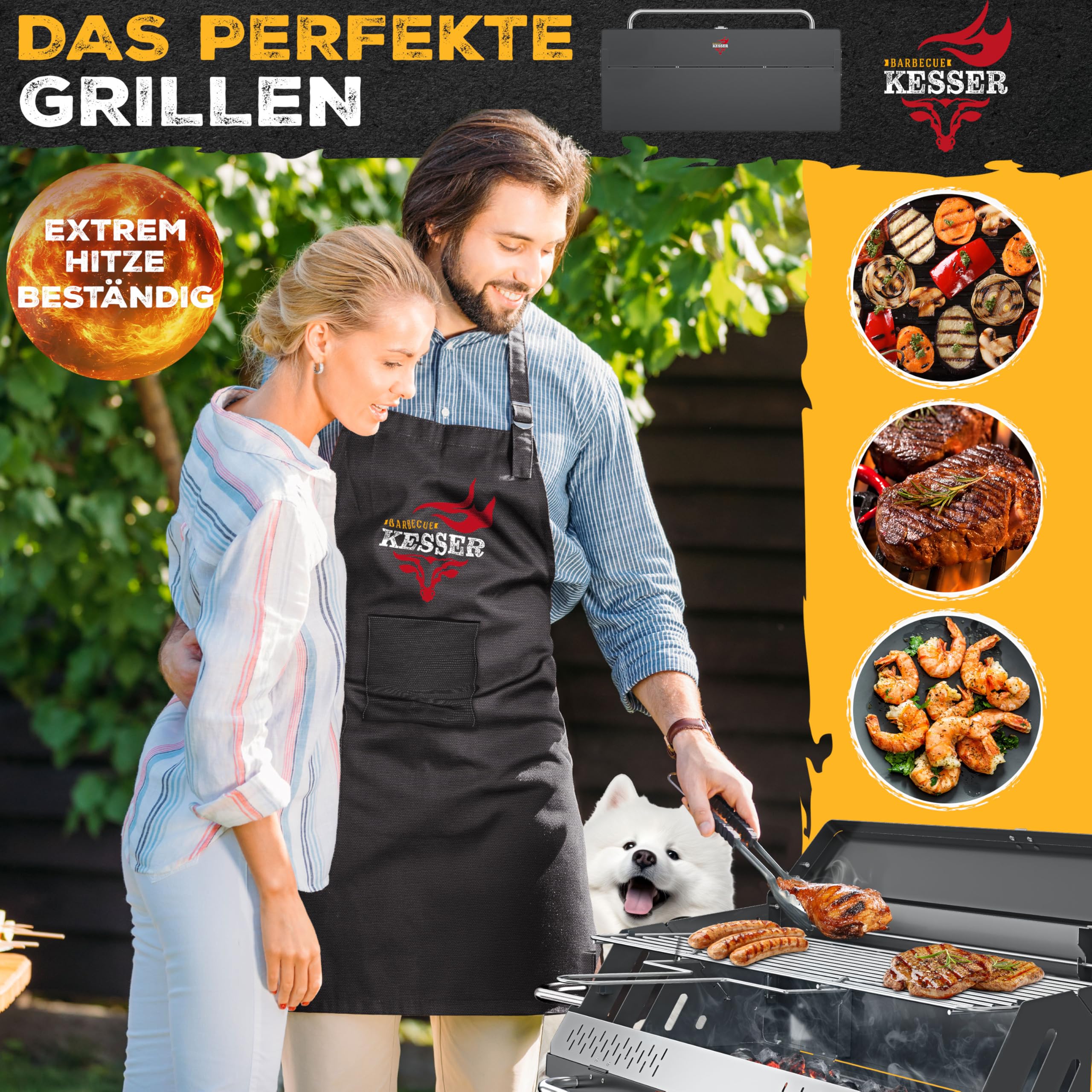 KESSER® Barbecue de camping pliable portable | Barbecue au charbon de bois en acier revêtu par pulvérisation avec grille, tapis et sac de transport