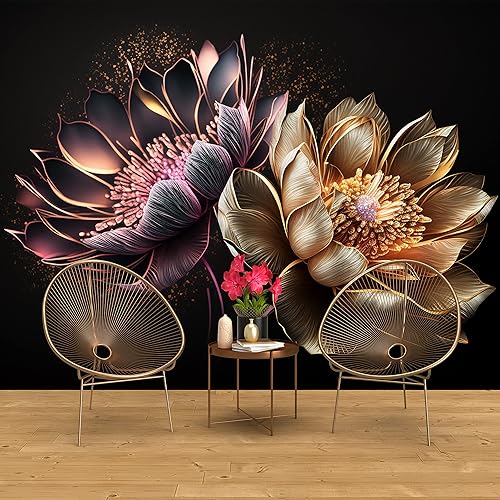 Miniatura 5 de DEKOROS.COM Papel tapiz con estampado de flor de loto morado y blanco, elegante y sereno diseño de loto para decoración del hogar, cafetería y