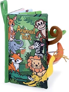 Soft Baby Book Crinkle Books for Babies Baby Toys with Jungle Tails | Cloth book with Soft Textures, Touch and Feel Sensory Book, High Contrast, Tummy Time Toy 0-6 6-12 Months Newborn Essentials