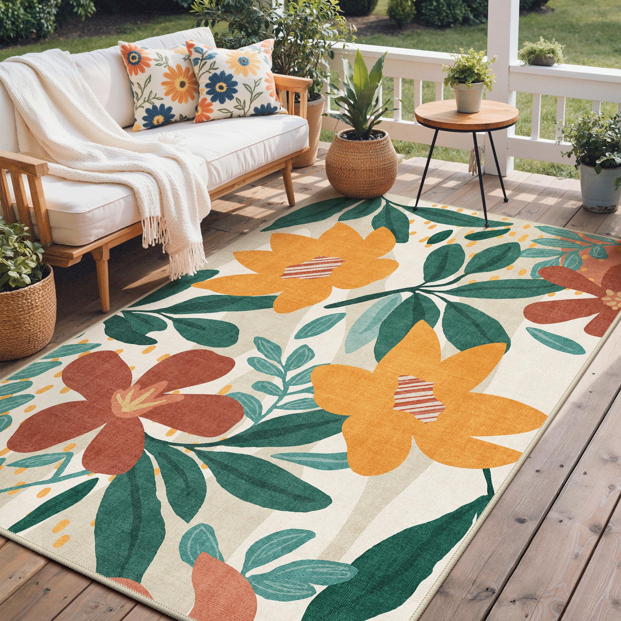 Amazon.com: GENIMO 8x10 Outdoor Rug, Washable for Patio and Deck