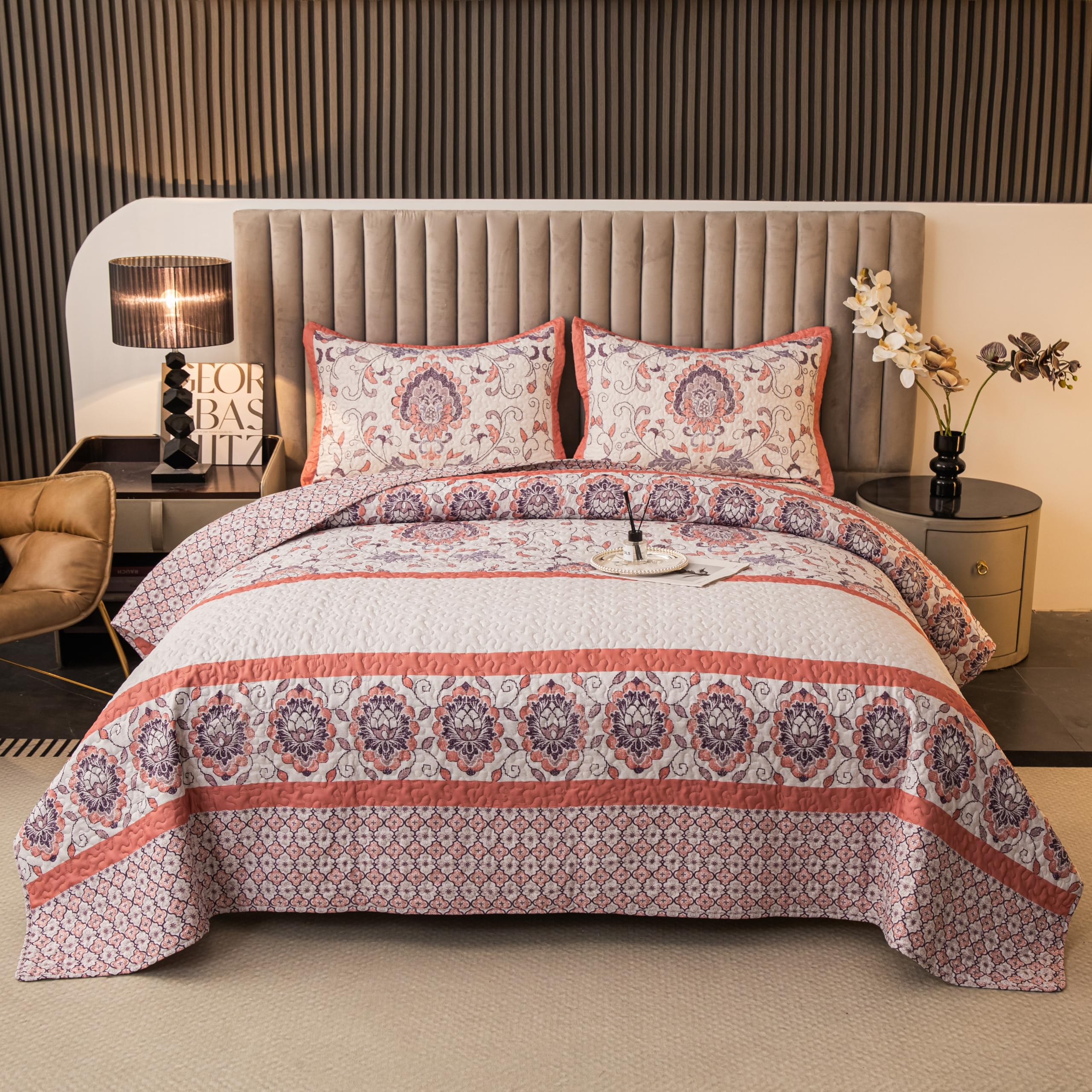 Photo 1 of BEITE FIBER Bohemian Quilt Set - Twin Size, Pink