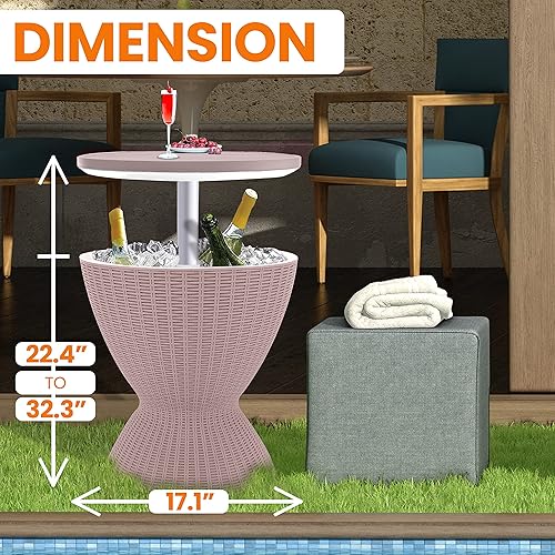 Miniatura 3 de SereneLife Mesa de bar fresca para exteriores, enfriador de cerveza y vino de 7.5 galones, muebles de patio y mesa auxiliar de bañera de