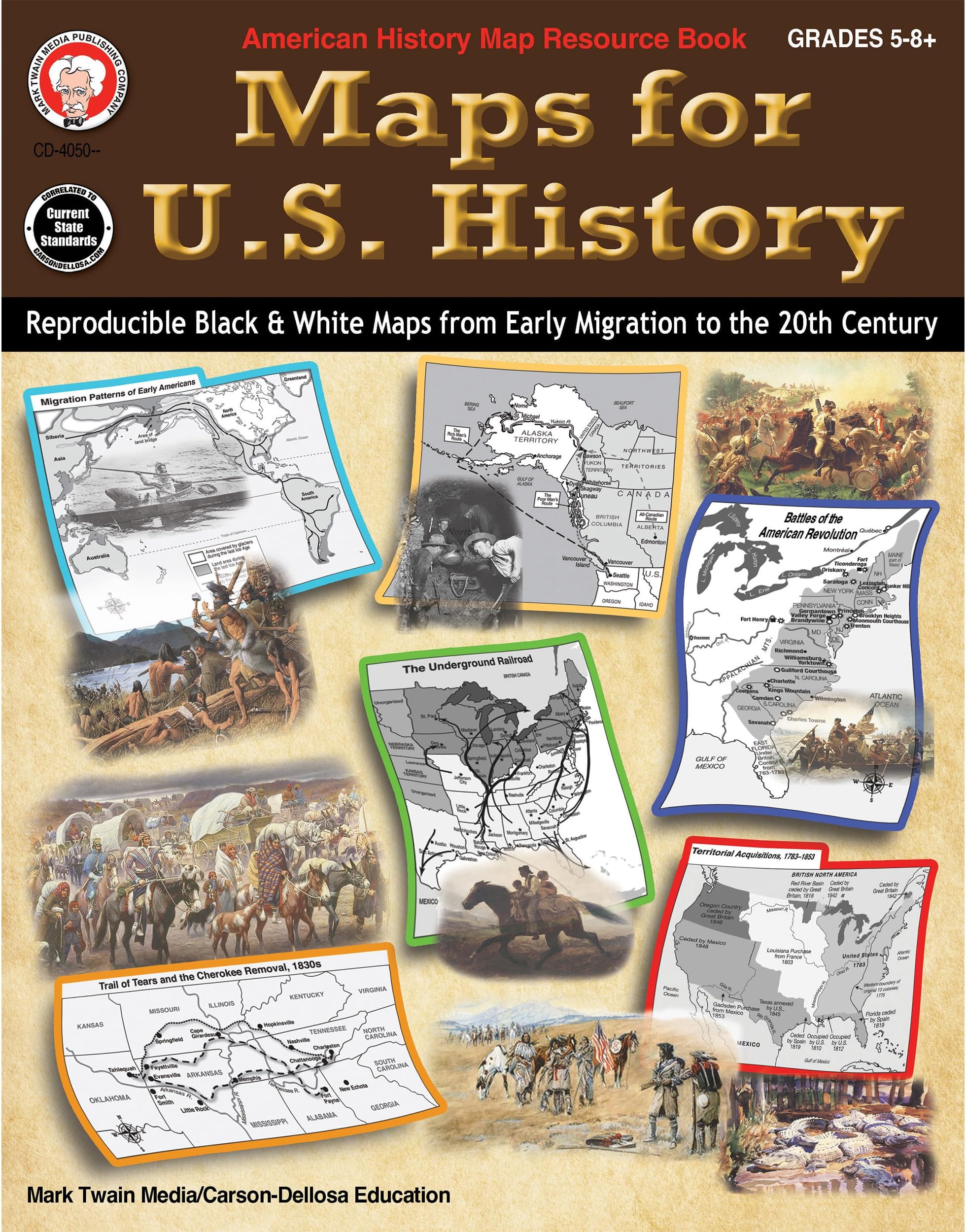 Mark Twain Maps for US History Workbook, Geography for Kids Grades 5 and Up C...