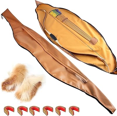 limaity Traditional Bow Bag 60 Inch Longbow Case Bag Arrow Quiver Set for Longbow or Recurve Bow Horse Bow Backpack Case Adjustable Straps (Brown)