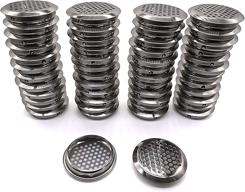 Miniatura 7 de 50 rejillas de ventilación circulares de 2.087 in de acero inoxidable de ventilación redonda de malla de ventilación para cocina, baño, armario