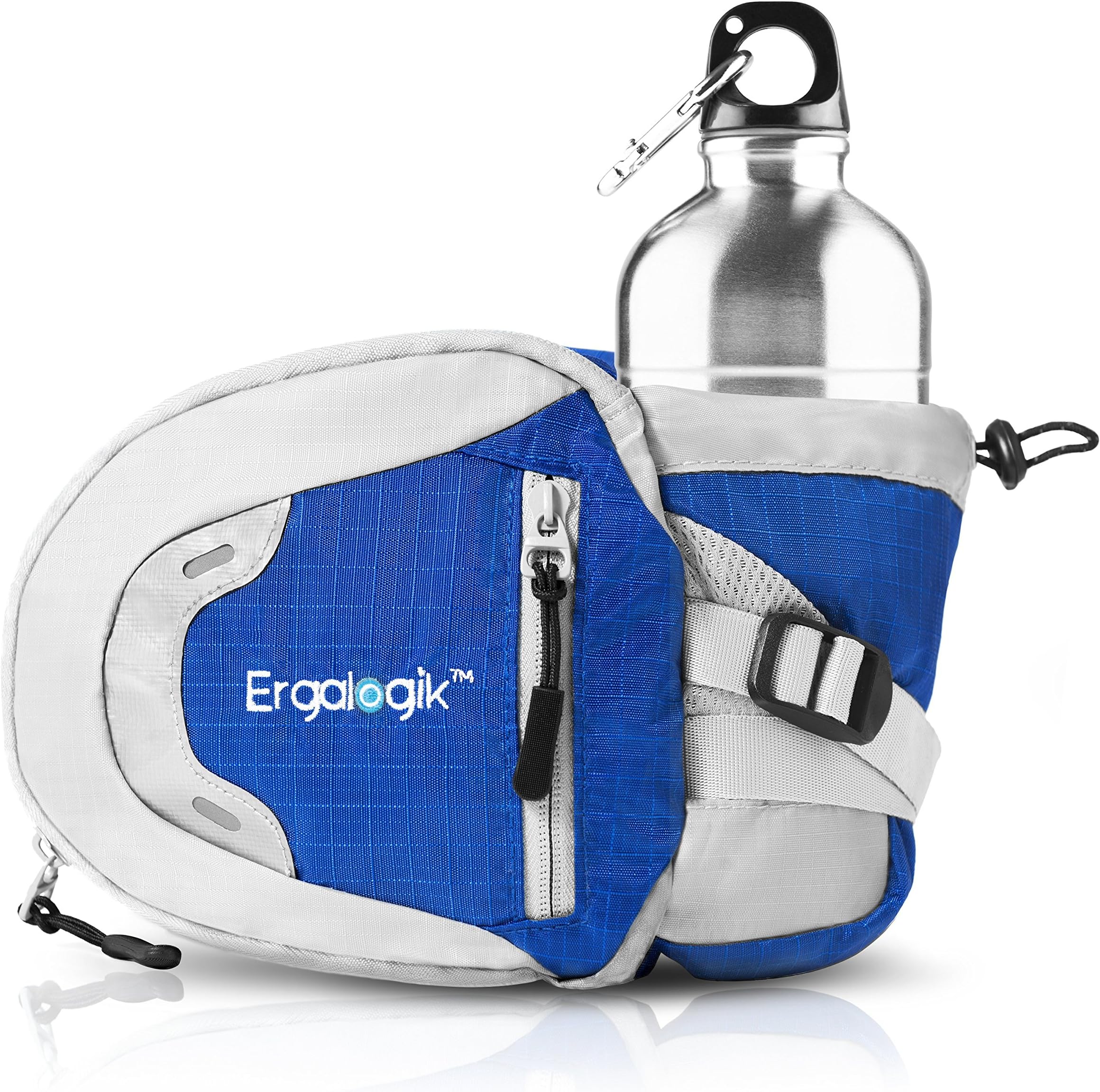 Day Trekker - Hiking Waist Pack with Water Bottle (Not Included) Holder - Fanny Pack - Dog Walking - Running Belt Bag Pouch Fanny Pack for Hiking Running Cycling Camping Travel (Blue)
