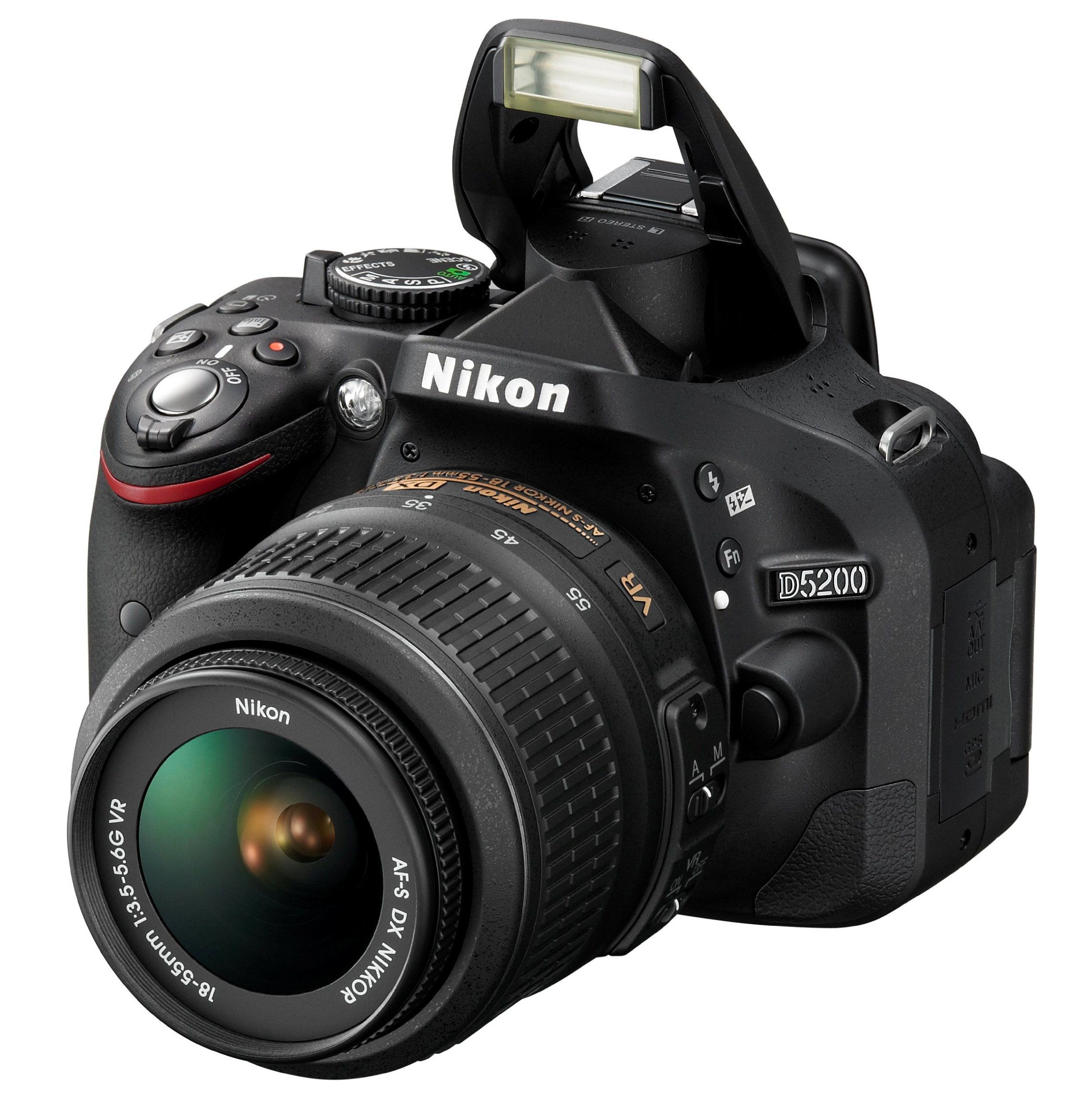 Nikon D5200 SLR-Digitalkamera 24,1 Megapixel 7,6 cm TFT-Display Full HD HDMI Kit AF-S DX 18-55 mm II Objektiv schwarz