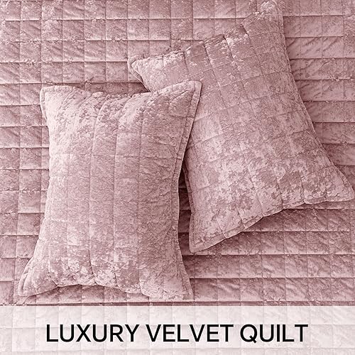 Miniatura 7 de BEDELITE Juego de edredón de terciopelo tamaño Queen  Juego de ropa de cama de terciopelo de lujo de 3 piezas, suave y acogedor color rosa
