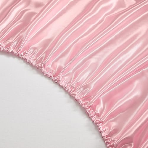 Miniatura 5 de Juego de sábanas de satén de 5 piezas tamaño Queen, sábanas de lujo sedosas y transpirables con 1 sábana encimera de satén, 1 sábana bajera de