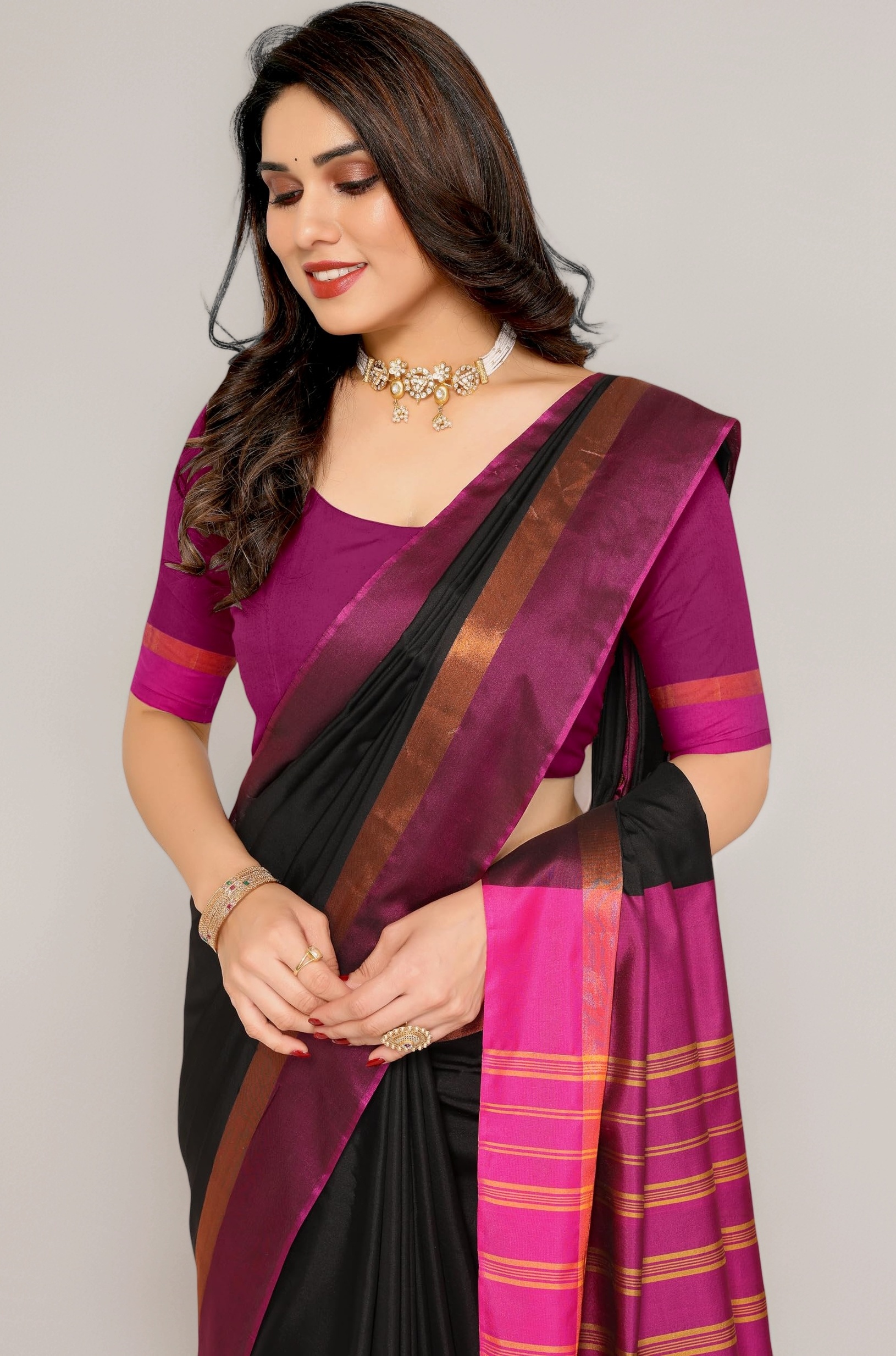 Women Kerala Silk Blend Saree With Blouse Piece_freesize