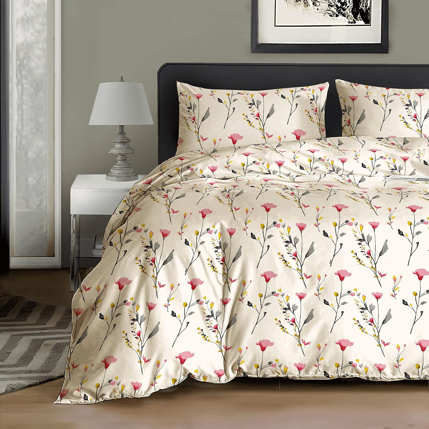 2Pcs 100 Egyptian Cotton Printed Duvet Cover 400 Thread Count Single