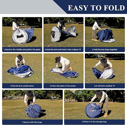 Miniatura 6 de Camping Pop Up Tent, 2-4 Person Automatic Easy Setup Tents, 2 Doors-Instant Popup Family Tents for Camping, Hiking, Traveling