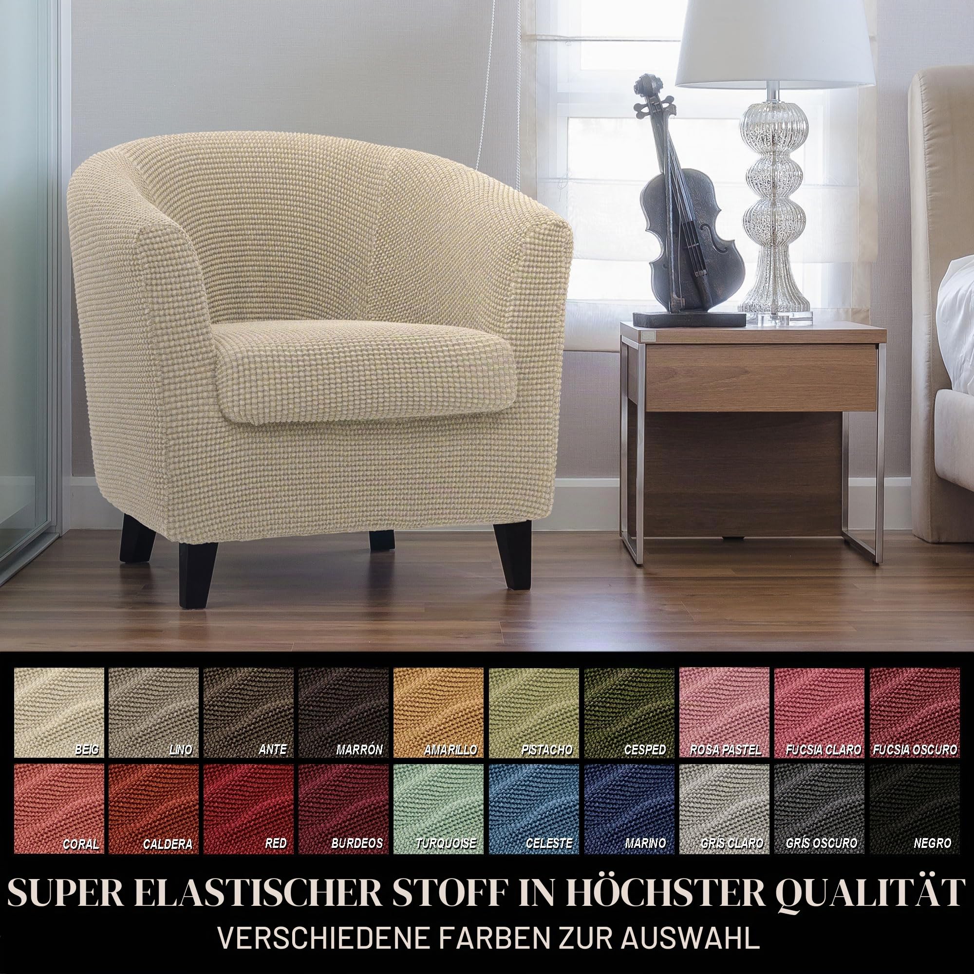 FAVERTI Super elastischer Club-Sesselbezug mit Sitzbezug, kompatibel mit den Sesseln von IKEA TULLSTA und Bakla, Modell Nove, Beige, hochwertiger Jacquard-Stoff, Baumwollgefühl!