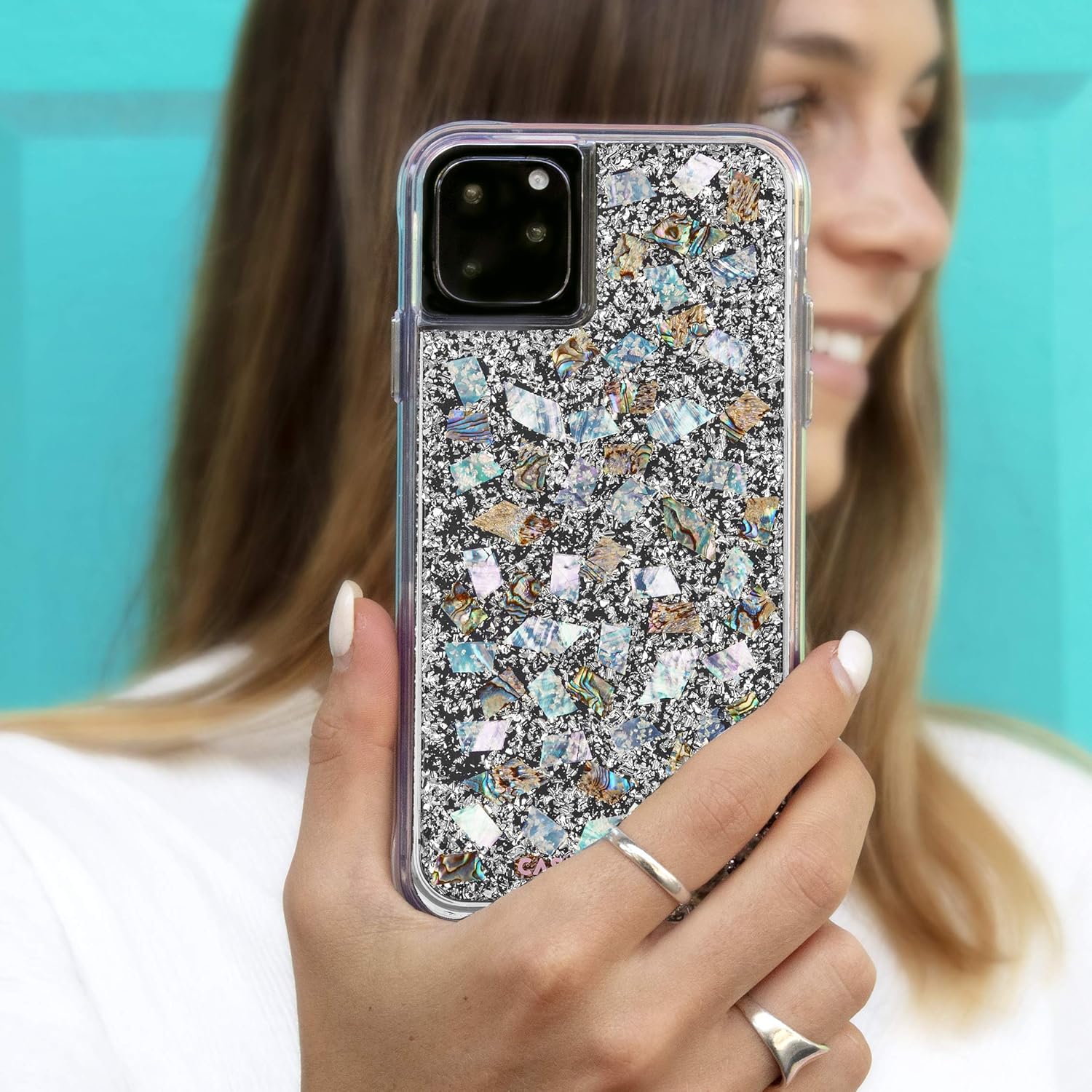 Case-Mate - KARAT - Case for iPhone 11 Pro Max - Real Mother of Pearl & Silver Elements - 6.5 inch - Mother of Pearl