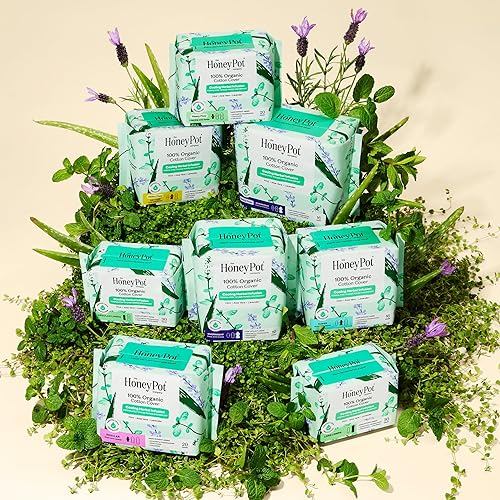 Miniatura 9 de The Honey Pot Company - Despensas de algodón con hierbas para mujeres - Flujo pesado con alas - Infusionadas con aceites esenciales para efecto