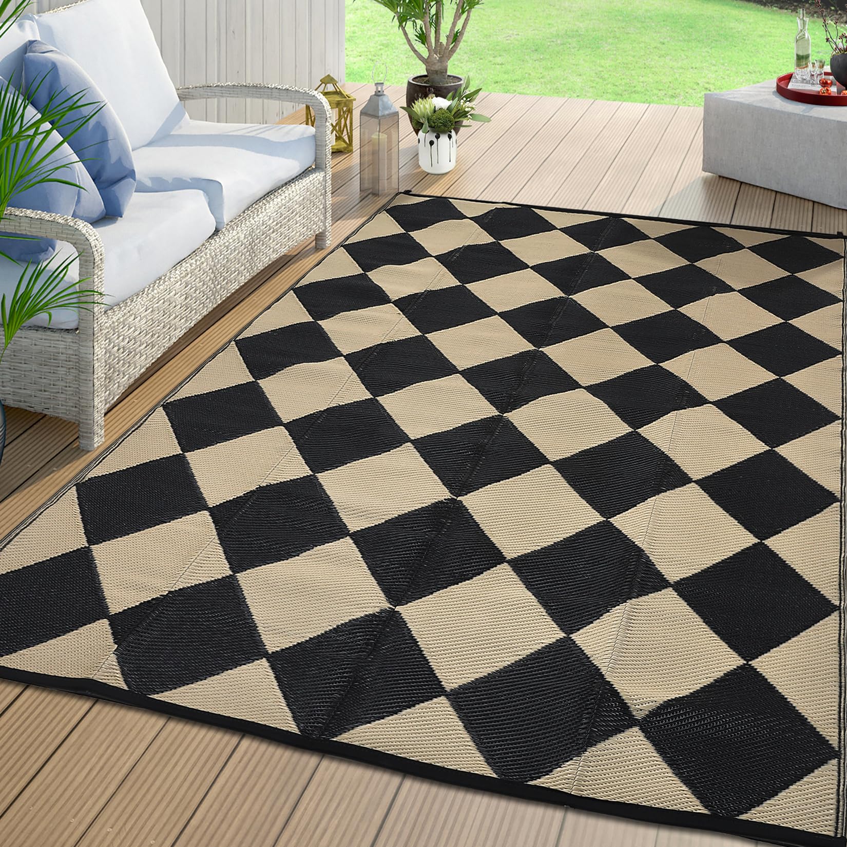 Amazon.com: COZYLOOM Large Outdoor Rug 9x18 Patio Rug Lightweight